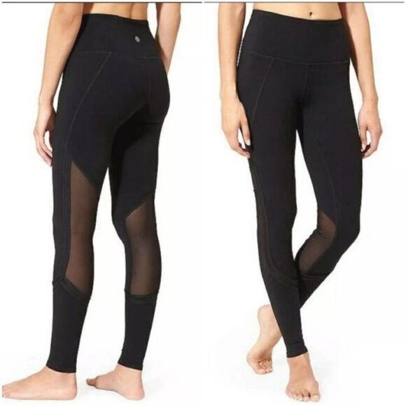 Athleta High Rise Plie Tight Leggings Black Mesh size small - Picture 1 of 8